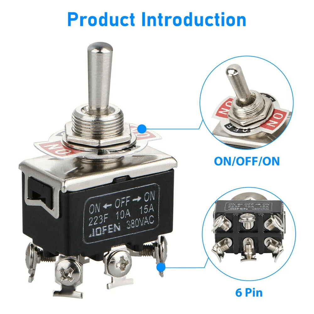 Toggle Switch ONOFFON Heavy Duty DPDT 6 Pin Terminal Waterproof Boot 2