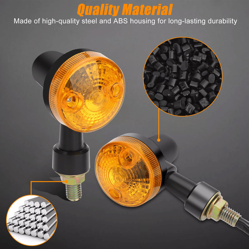4X Motorcycle Turn Signals Blinker Lights Amber Black 12V LED Indicator Lights For Yamaha Kawasaki 4