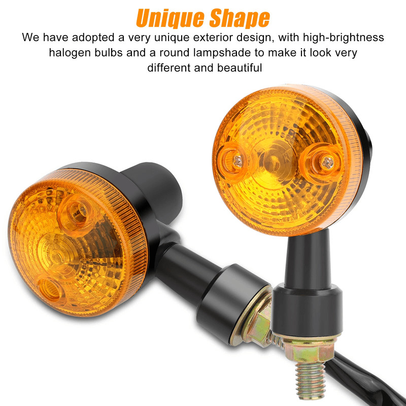4X Motorcycle Turn Signals Blinker Lights Amber Black 12V LED Indicator Lights For Yamaha Kawasaki 2