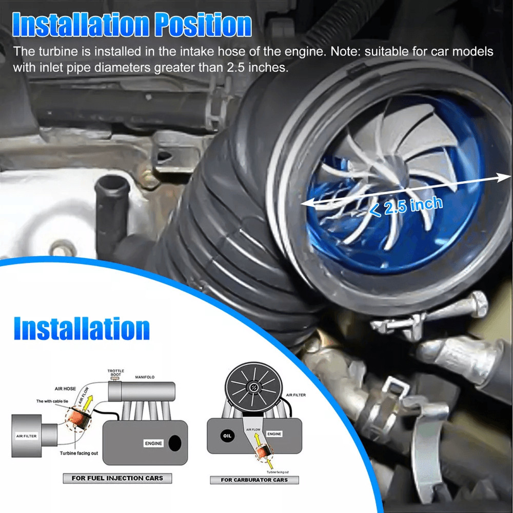 HighPerformance Universal Turbo Cold Air Intake Hose With Single Fan Fuel Mileage Enhancer  Gas Sav 5