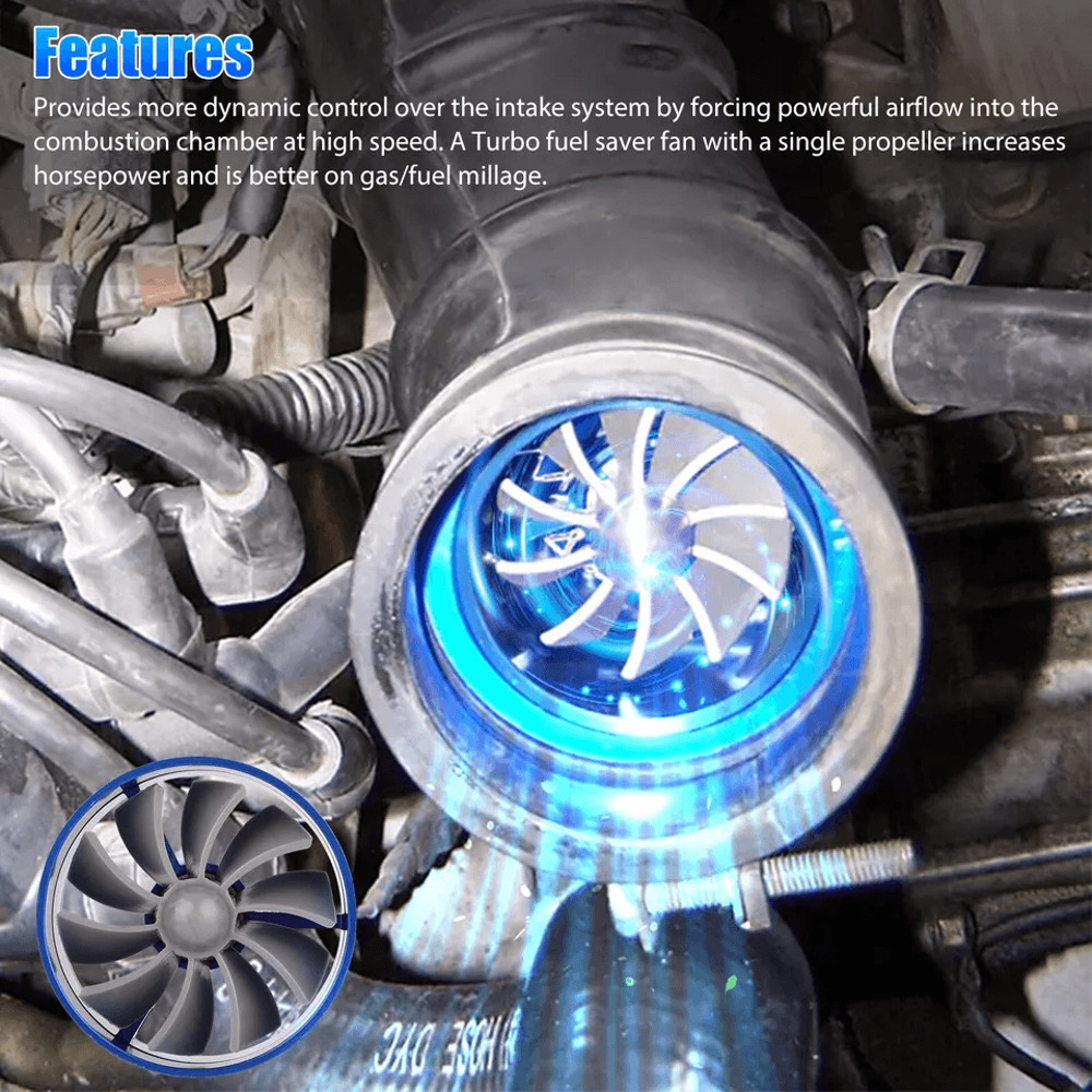 HighPerformance Universal Turbo Cold Air Intake Hose With Single Fan Fuel Mileage Enhancer  Gas Sav 4
