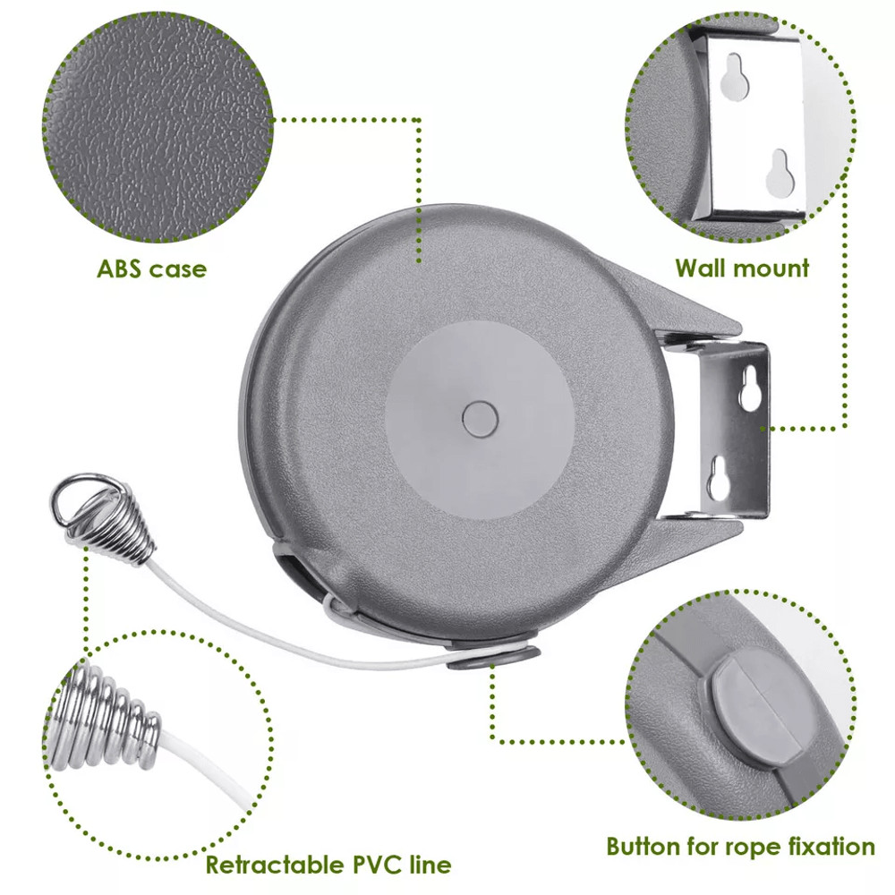 Retractable Clothesline Outdoor HeavyDuty Dryer Clothes Washing Line Hanging Rope For Indoor Outd 6