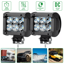 2x 4inch 18w led work light bar spot beam pods fog driving lamp for offroad truck, suv, atv, utv, jeep, boat, pickup