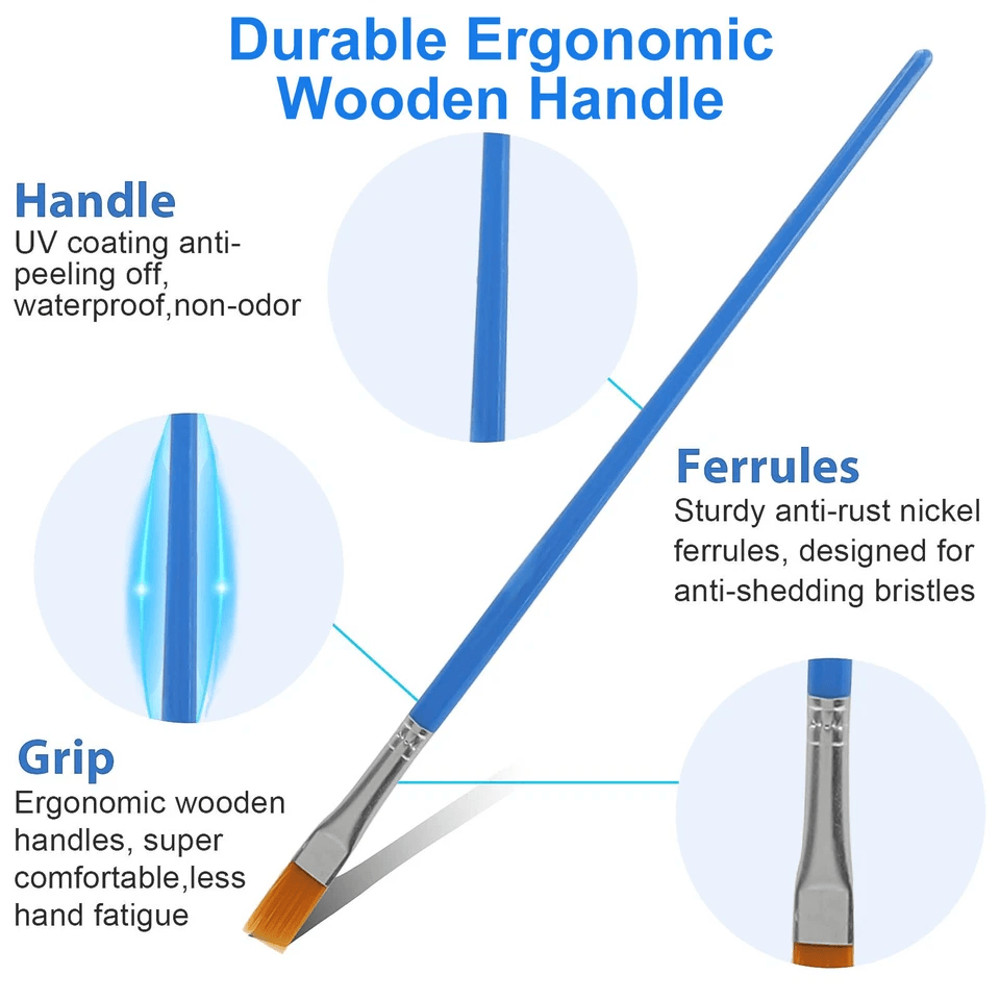 Artist Paint Flat Brushes Set For Acrylic Oil Watercolor Art Painting Crafts 3