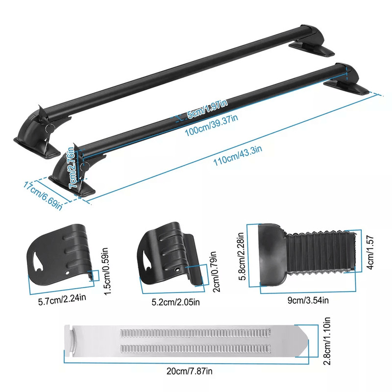 Universal Car Top Roof Rack Cross Bar HeavyDuty Aluminum Luggage Carrier W Lock Fits Most Vehicles 10