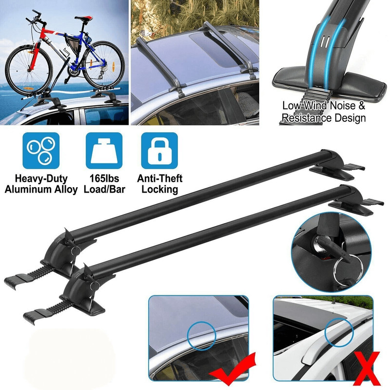 Universal Car Top Roof Rack Cross Bar HeavyDuty Aluminum Luggage Carrier W Lock Fits Most Vehicles 0