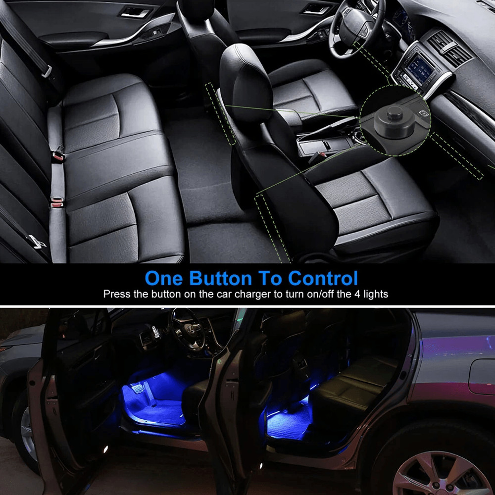 LED Interior Floor Decoration Lamp Blue Light Car Decorative Lights With USB Charge Adjustable Car  5