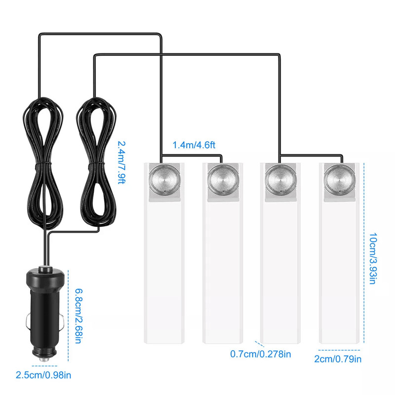 LED Interior Floor Decoration Lamp Blue Light Car Decorative Lights With USB Charge Adjustable Car  10