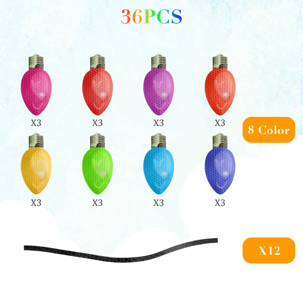 Reflective Light Bulb Stickers For Christmas Car Fridge Home Decor Magnets 3