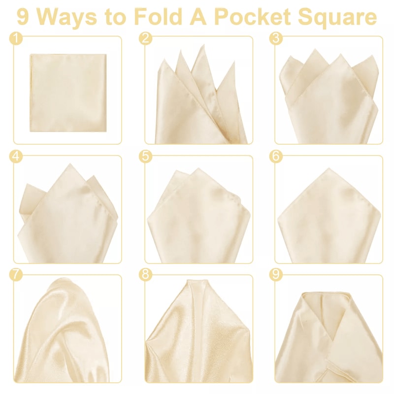 12Pcs Solid Satin Men Handkerchiefs Hanky Pocket Square Set Classic Vintage Plain Hankies For Suit 5