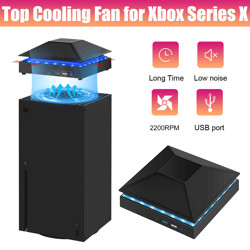 usb cooling fan for xbox series x console with rgb lights, low noise external cooler gaming accessory