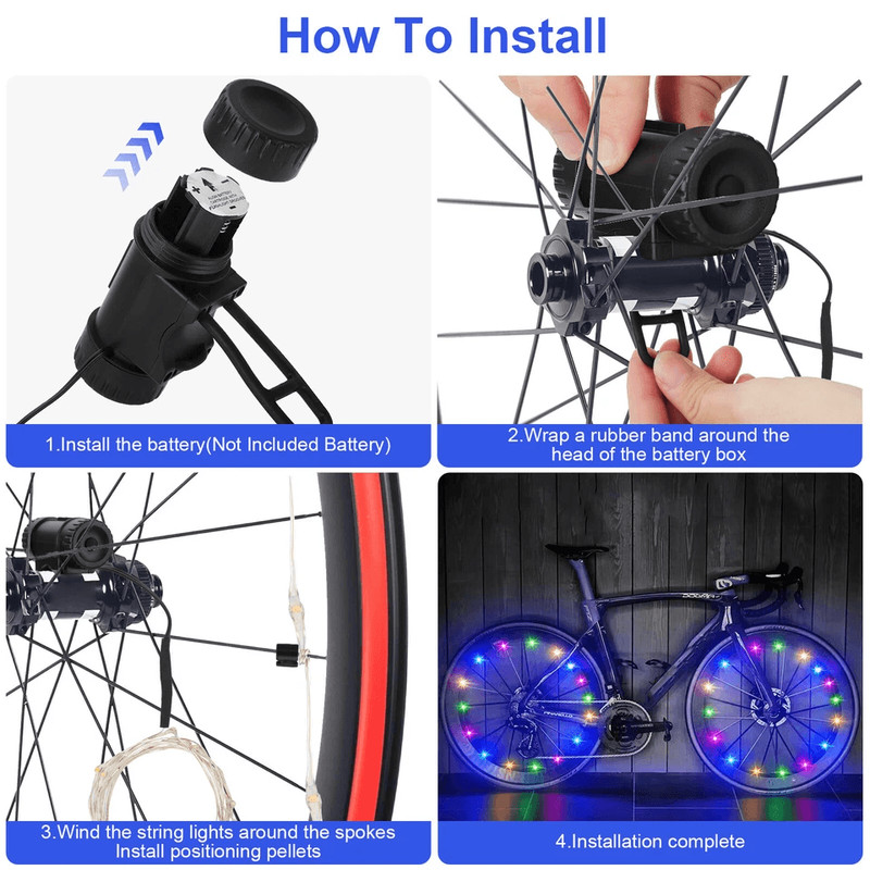 20LED Bike Wheel Light String Colorful Bicycle Spoke Safety Lights For Night Riding 4
