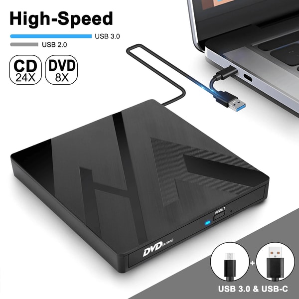 External CD DVD Drive USB Player Reader Writer For PC Laptop Windows 7 8 10 Portable DVD With SDTF 1