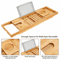 Bamboo Bath Tray Table Bathtub Caddy Tray Adjustable Over The Tub Shelf Bath Holder Desk With Wine 5
