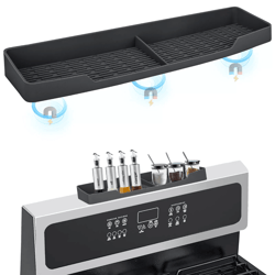 silicone magnetic stove top shelf, heat-resistant kitchen spice rack organizer