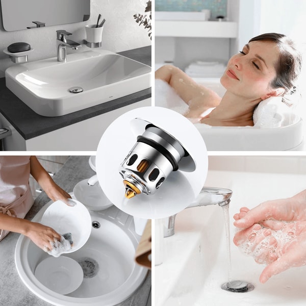 Universal Sink Plug Stopper Bathroom Core Bounce Washbasin Pop Up Drain Filter Stainless Steel Basi 3