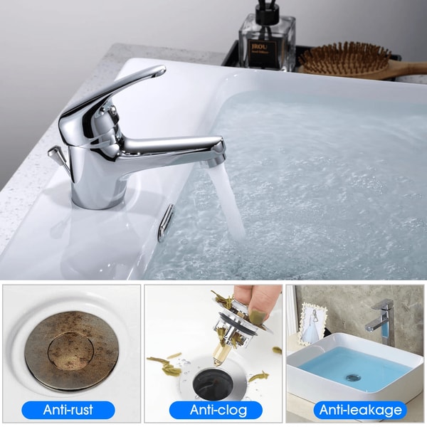 Universal Sink Plug Stopper Bathroom Core Bounce Washbasin Pop Up Drain Filter Stainless Steel Basi 5