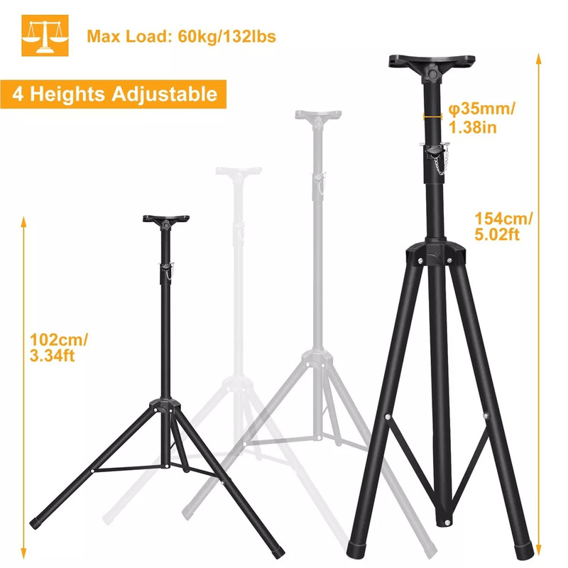 Heavy Duty Tripod Studio Monitor Speaker Stand Mount Adjustable Height  Foldable Design Load Capaci