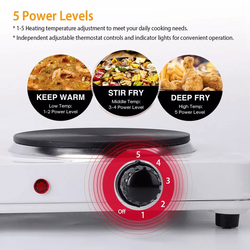 Dual Portable Electric Hot Plate Double Burner Cast Iron Stove For Kitchen Camping Travel 4