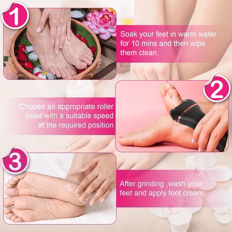 Electric Foot Grinder File Callus Dead Skin Remover Pedicure Tool Rechargeable Kit For Smooth Feet 2