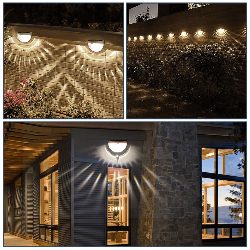 2Pcs Solar Fence LED Lights  IP55 Waterproof Outdoor Wall Mount Lamps For Garden Yard Patio And Dri 1