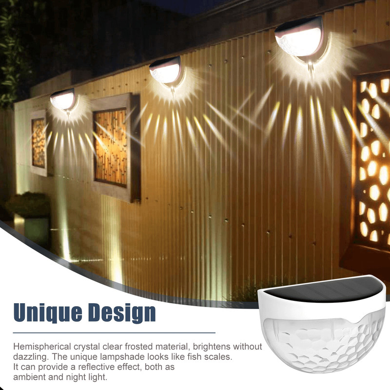 2Pcs Solar Fence LED Lights  IP55 Waterproof Outdoor Wall Mount Lamps For Garden Yard Patio And Dri 2