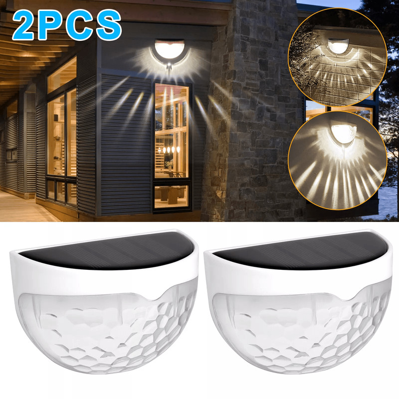 2Pcs Solar Fence LED Lights  IP55 Waterproof Outdoor Wall Mount Lamps For Garden Yard Patio And Dri 0