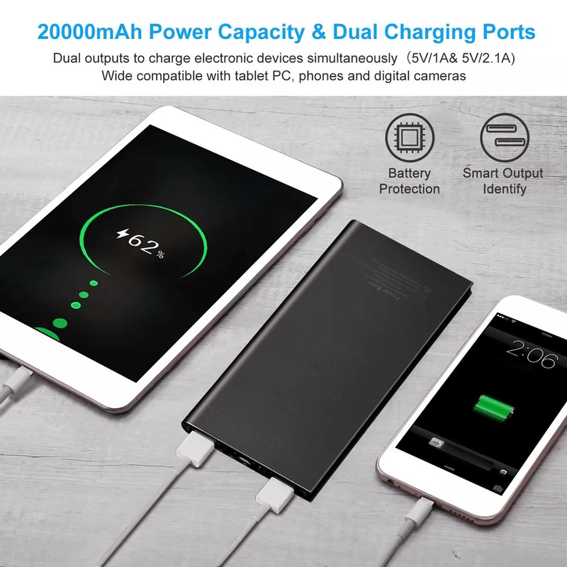 2 PACK 20000mAh Power Bank USB Battery Pack For Heated Vest Jacket Scarf 2