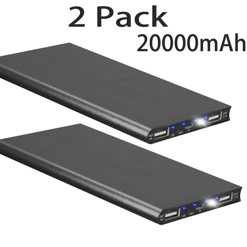 2 PACK 20000mAh Power Bank USB Battery Pack For Heated Vest Jacket Scarf 0