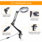 Magnifier LED Lamp Magnifying Glass Desk Table Reading Light With Clamp Stand For Crafts Hobbies W 7
