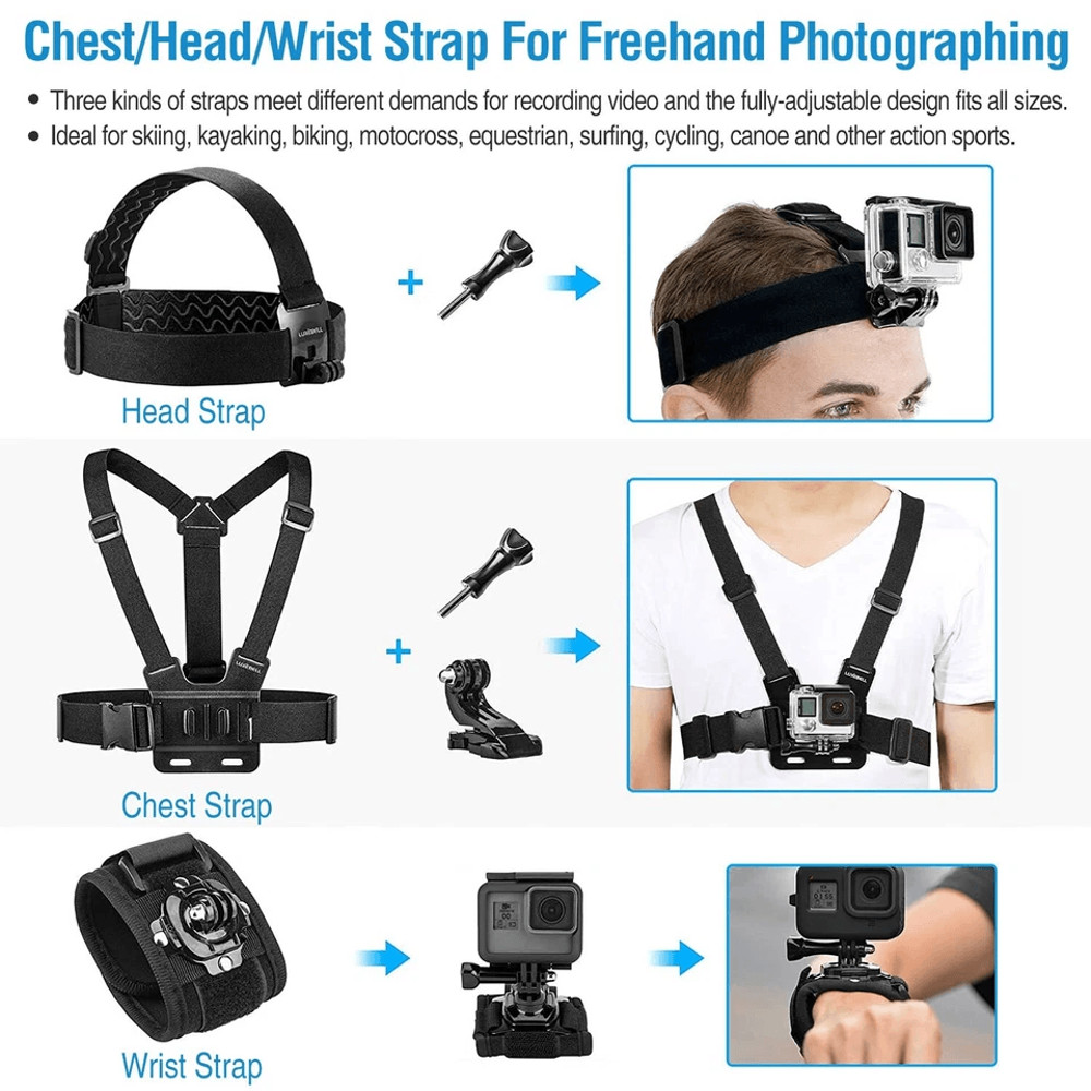 GoPro Accessories Kit Chest Head Mount Monopod Set For Hero 15 6