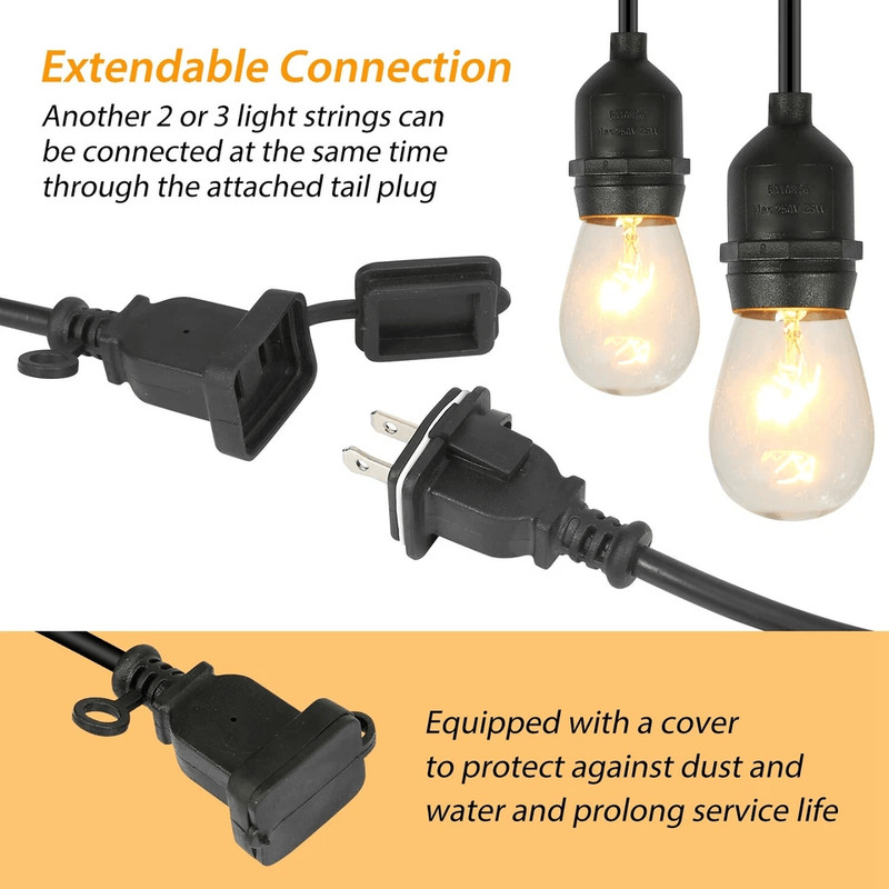 Outdoor LED Waterproof Commercial Hanging Patio Globe String Lights Bulbs String With Glass Bulbs F 4