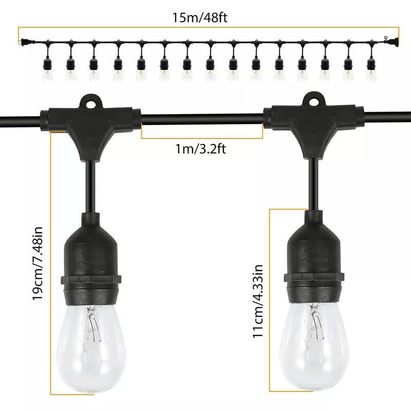 Outdoor LED Waterproof Commercial Hanging Patio Globe String Lights Bulbs String With Glass Bulbs F 10