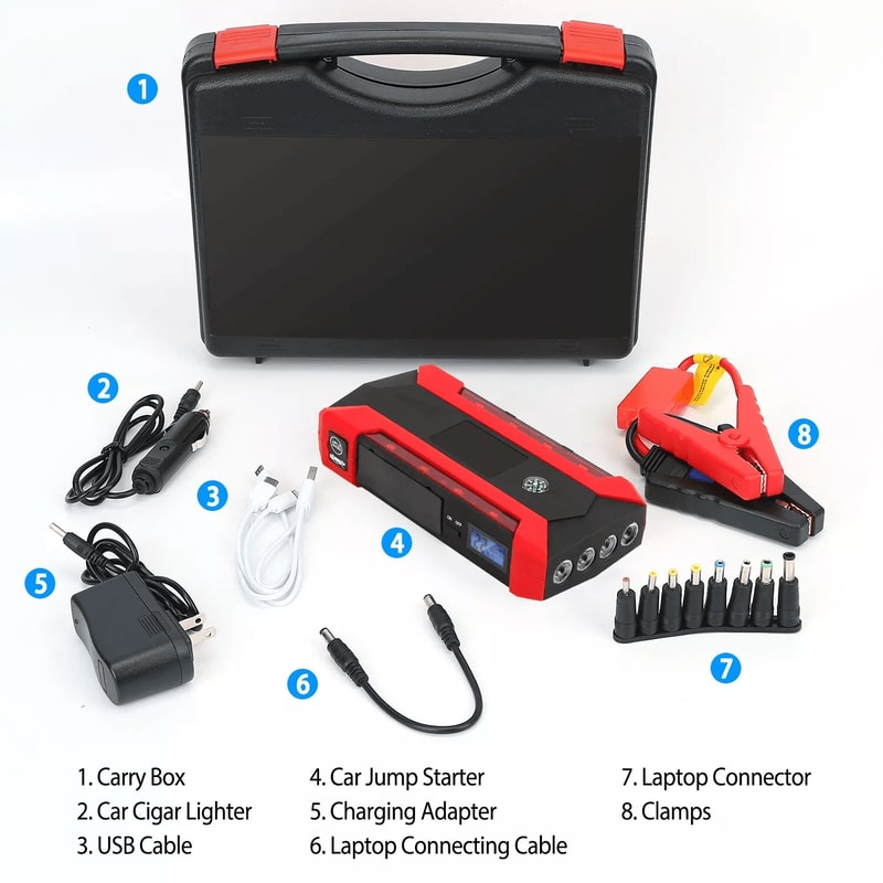 Car Jump Starter Booster Jumper Box Power Bank Battery Charger 1000A 20000mAh Vehicle SUV Truck Eme 2