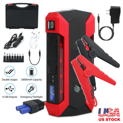 car jump starter booster jumper box power bank battery charger 1000a 20000mah vehicle suv truck emergency start kit