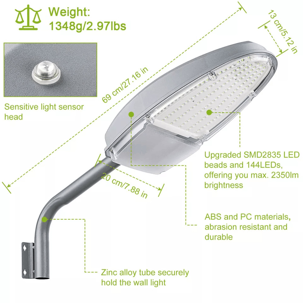 Waterproof Outdoor LED Street Light Dusk To Dawn Sensor Security Wall Light For Yard Pathway Garage 9