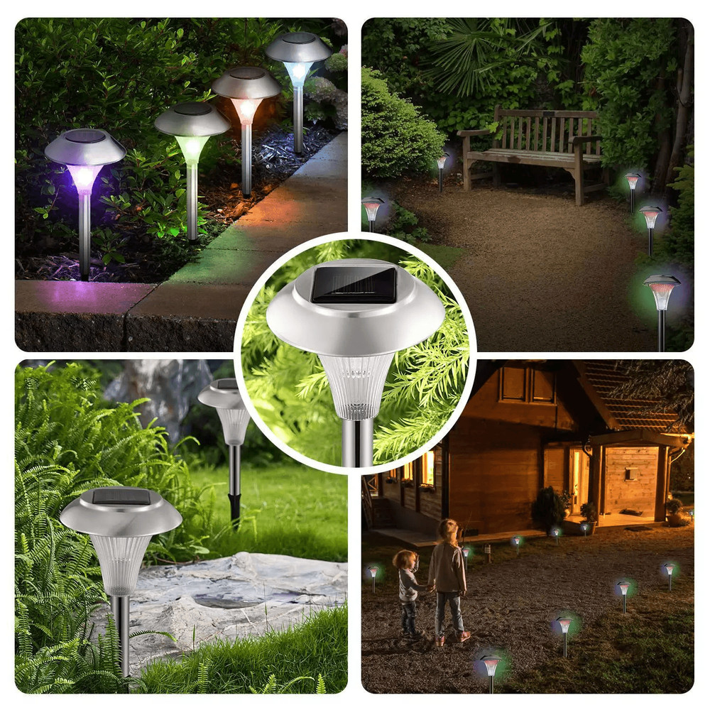 Solar Power LED Garden Lights Stainless Steel Outdoor Pathway Lights For Landscape Lawn Patio And Y 3