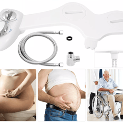 fresh water spray manual non-electric bidet toilet seat attachment with dual nozzles & adjustable flow for hygiene