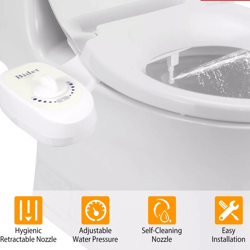 adjustable clean & clear rear end bidet, non-electric fresh water spray butt wash washer with self-cleaning nozzle