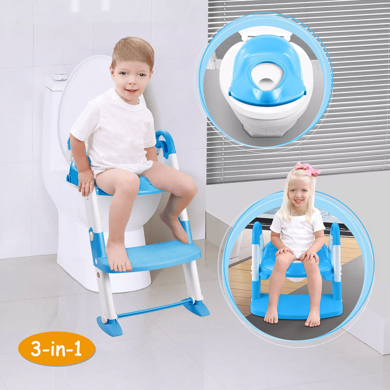 Baby Kid Training Toilet Potty Trainer Seat Chair With Toddler Ladder Step Up Stool Adjustable Fold 6