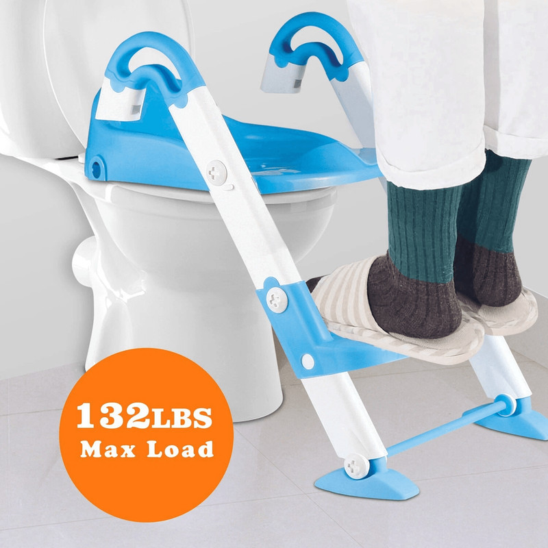 Baby Kid Training Toilet Potty Trainer Seat Chair With Toddler Ladder Step Up Stool Adjustable Fold 2