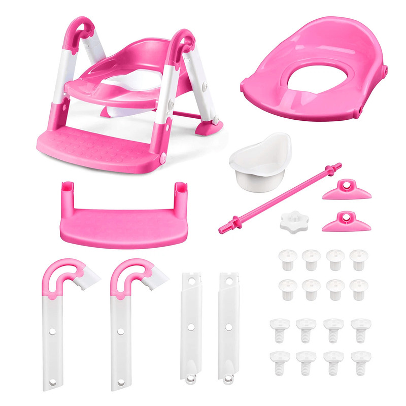 Baby Kid Training Toilet Potty Trainer Seat Chair With Toddler Ladder Step Up Stool Adjustable Fold 10