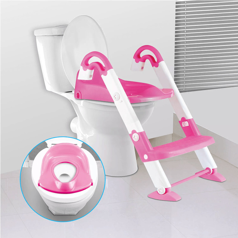Baby Kid Training Toilet Potty Trainer Seat Chair With Toddler Ladder Step Up Stool Adjustable Fold 11