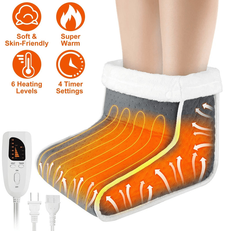 Adjustable 6 Level Electric Heated Foot Leg Warmer UltraSoft Washable Heating Pad 0