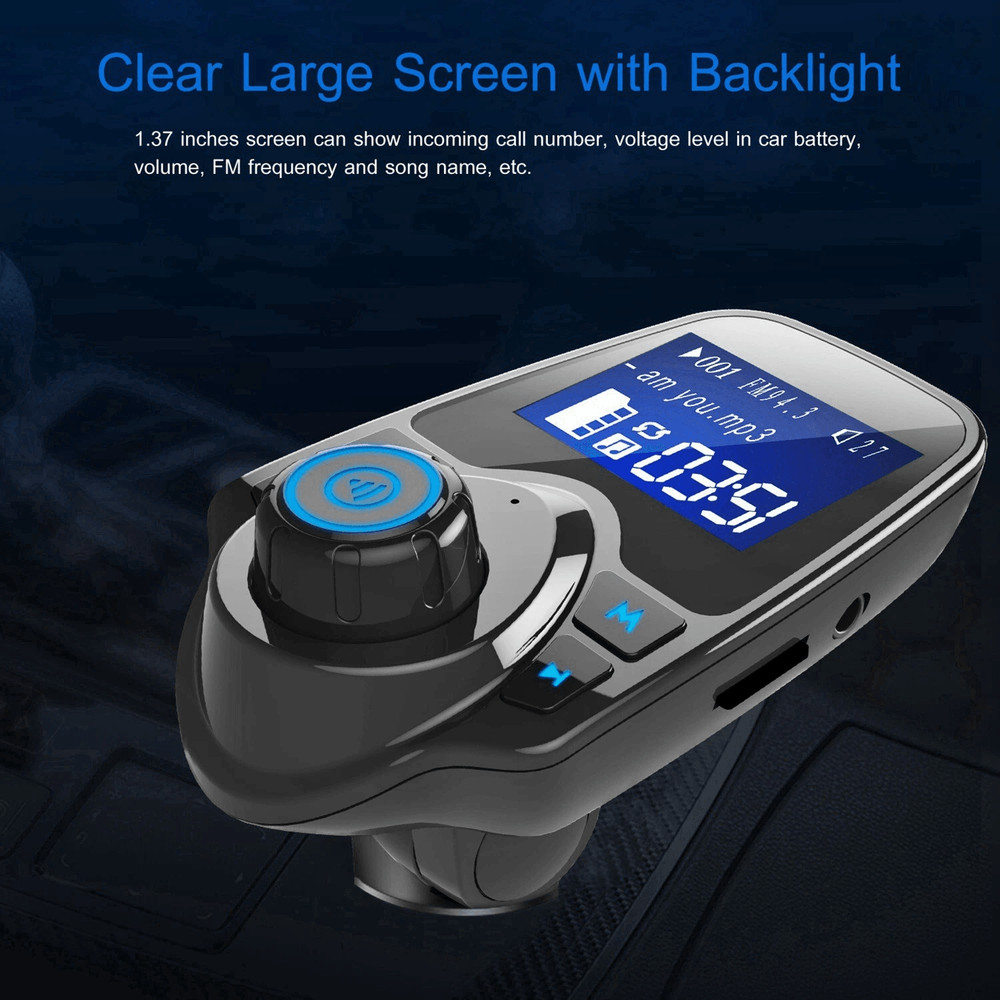 Car FM Transmitter AUX Wireless Radio Adapter USB Charger MP3 Player Dual USB Ports HandsFree Calli 3