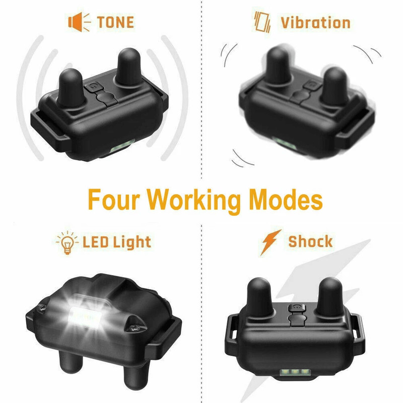 Dog Training Collar Rechargeable Remote Vibration Shock Beep Pet Trainer With Waterproof Receiver 7
