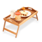 Foldable Bamboo Bed Tray Table Adjustable Lap Desk For Breakfast And Serving Needs 0