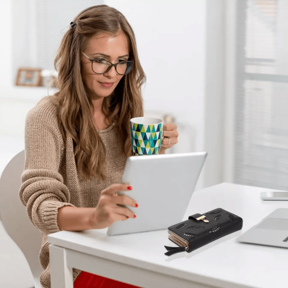 Women Ladies PU Leather Clutch Long Wallet Stylish ID Card Phone Holder Purse Handbag With Zipper   2