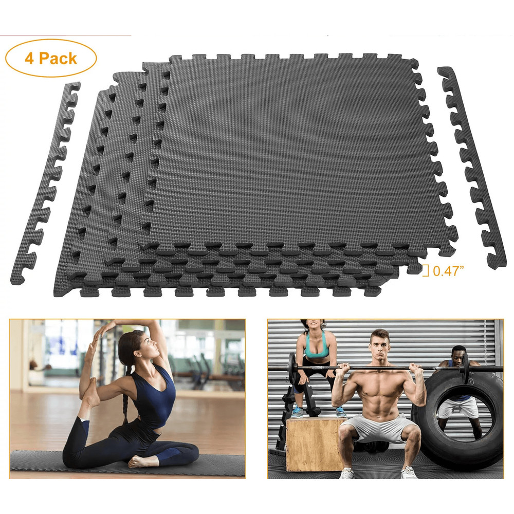 Gray Interlocking Puzzle Tiles Gym Exercise Mat Durable EVA Foam Floor Padding For Home Fitness Pla 0