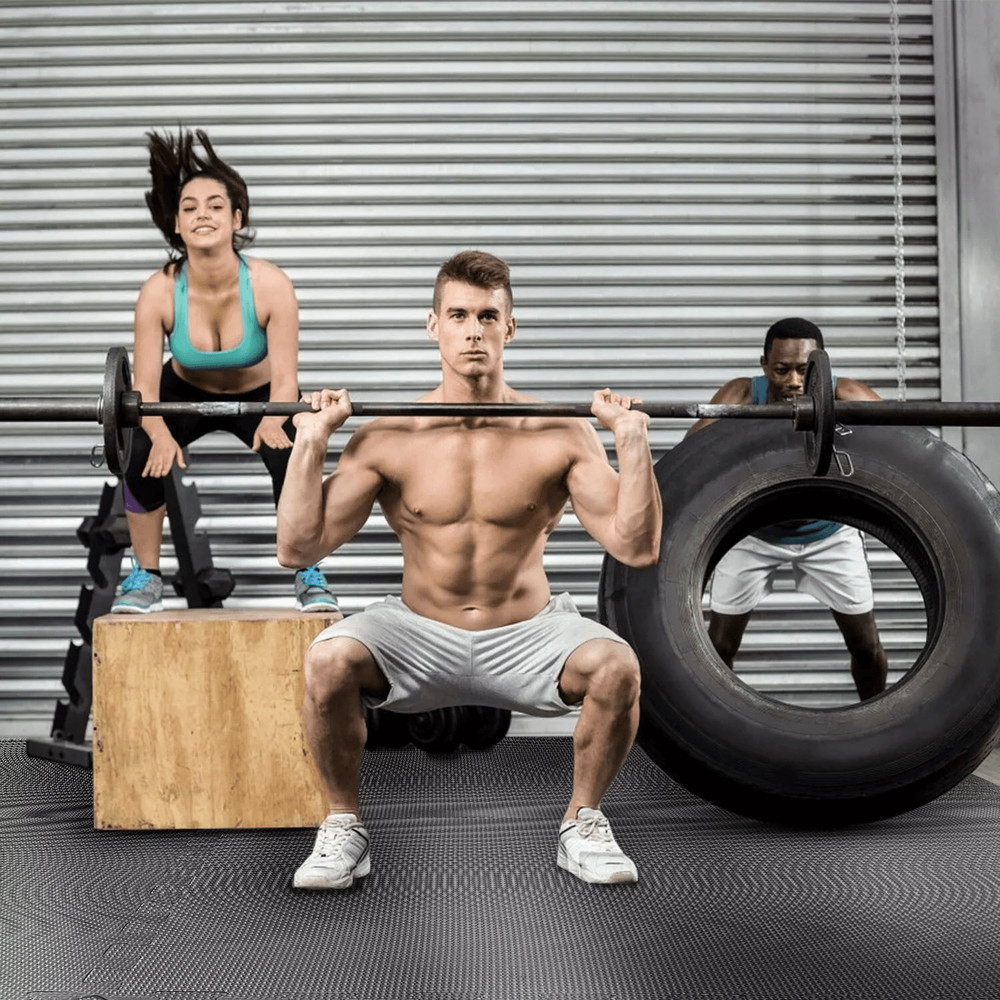 Gray Interlocking Puzzle Tiles Gym Exercise Mat Durable EVA Foam Floor Padding For Home Fitness Pla 2